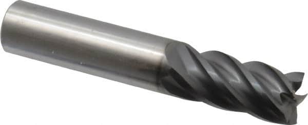 Niagara Cutter - 5/8", 1-1/4" LOC, 5/8" Shank Diam, 3-1/2" OAL, 5 Flute, Solid Carbide Square End Mill - Single End, AlCrN Finish, Spiral Flute, Variable° Helix, Centercutting, Right Hand Cut, Right Hand Flute, Series STS540 - Benchmark Tooling