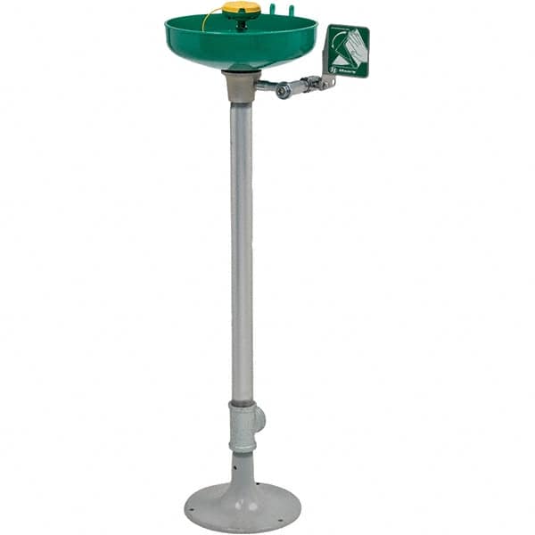 Haws - 15" Wide x 38" High, Pedestal Mount, Plastic Bowl, Eye & Face Wash Station - 11" Inlet, 3.7 GPM Flow Rate - Benchmark Tooling