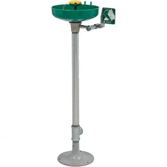 Haws - 15" Wide x 38" High, Pedestal Mount, Plastic Bowl, Eye & Face Wash Station - 11" Inlet, 3.7 GPM Flow Rate - Benchmark Tooling