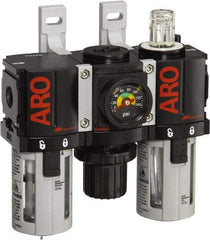 ARO/Ingersoll-Rand - 1/4" NPT Port Miniature 3 Piece Filter-Regulator-Lubricator FRL Unit - Polycarbonate Bowl, 46 SCFM, 150 Max psi, 5" High x 4.724" Long, Automatic Drain - Benchmark Tooling