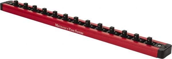 Value Collection - 13 Piece Capacity Magnetic Locking Socket Holder - 1/4" Drive, Red - Benchmark Tooling