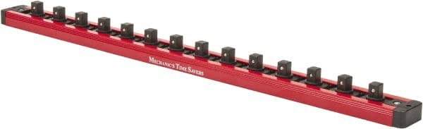 Value Collection - 12 Piece Capacity Magnetic Locking Socket Holder - 3/8" Drive, Red - Benchmark Tooling