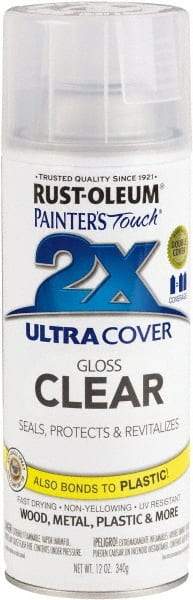 Rust-Oleum - Clear, Gloss, Enamel Spray Paint - 8 Sq Ft per Can, 12 oz Container, Use on Multipurpose - Benchmark Tooling