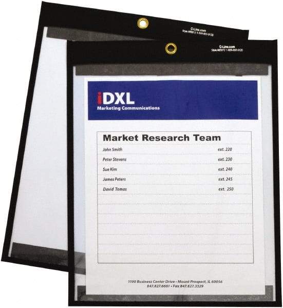 C-LINE - 25 Piece Black/Clear Shop Ticket Holder - 12" High x 9" Wide - Benchmark Tooling