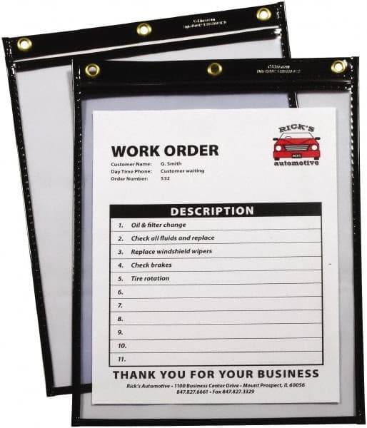 C-LINE - 15 Piece Black/Clear Shop Ticket Holder - 12" High x 9" Wide - Benchmark Tooling