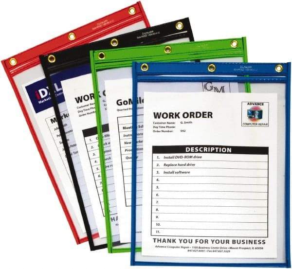 C-LINE - 20 Piece Black, Red, Blue & Green Shop Ticket Holder - 12" High x 9" Wide - Benchmark Tooling