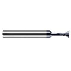 Dovetail Cutters - 0.5000″ (1/2″) Cutter Diameter × 0.0100″ Radius × 0.2500″ (1/4″) Neck Length × 30° included Carbide Dovetail Cutter, 3 Flutes, AlTiN Coated - Exact Industrial Supply