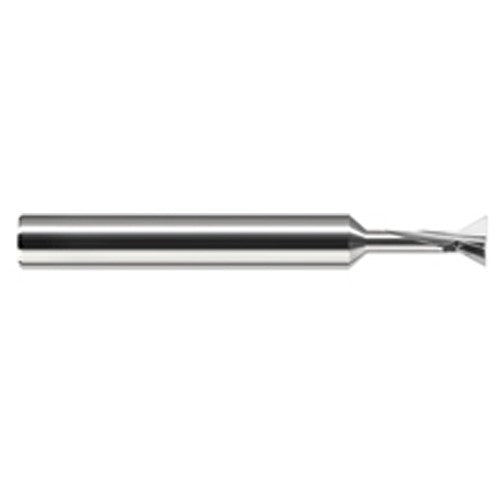 Dovetail Cutters - 0.1250″ (1/8″) Cutter Diameter × 0.0100″ Radius × 0.1250″ (1/8″) Neck Length × 30° included Carbide Dovetail Cutter, 2 Flutes - Exact Industrial Supply