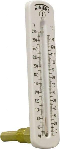 Winters - 40 to 280°F, Industrial Thermometer with Standard Thermowell - 1 Inch Immersion Length, 2 Inch Stem Length, 8 Inch Long, 1/2 Inch Thread - Benchmark Tooling