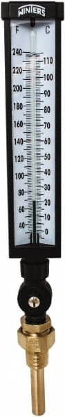 Winters - 30 to 240°F, Industrial Thermometer with Standard Thermowell - 3 Inch Immersion Length, 3-1/2 Inch Stem Length, 17 Inch Long, 3/4 Inch Thread - Benchmark Tooling