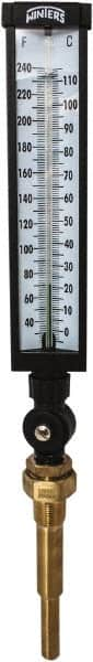 Winters - 30 to 240°F, Industrial Thermometer with Standard Thermowell - 5 Inch Immersion Length, 6 Inch Stem Length, 20 Inch Long, 3/4 Inch Thread - Benchmark Tooling