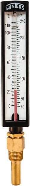 Winters - 30 to 240°F, Industrial Thermometer with Standard Thermowell - 2 Inch Immersion Length, 1.825 Inch Stem Length, 10 Inch Long, 1/2 Inch Thread - Benchmark Tooling