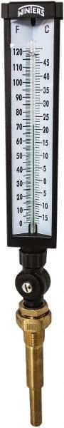 Winters - -15 to 120°F, Industrial Thermometer with Standard Thermowell - 5 Inch Immersion Length, 6 Inch Stem Length, 20 Inch Long, 3/4 Inch Thread - Benchmark Tooling