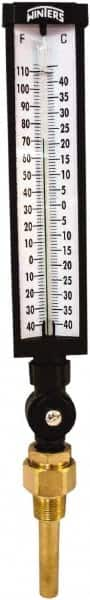 Winters - -40 to 110°F, Industrial Thermometer with Standard Thermowell - 3 Inch Immersion Length, 3-1/2 Inch Stem Length, 17 Inch Long, 3/4 Inch Thread - Benchmark Tooling