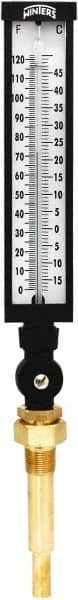 Winters - -15 to 120°F, Industrial Thermometer with Standard Thermowell - 5 Inch Immersion Length, 6 Inch Stem Length, 20 Inch Long, 3/4 Inch Thread - Benchmark Tooling