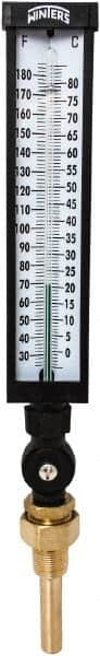 Winters - 30 to 180°F, Industrial Thermometer with Standard Thermowell - 3 Inch Immersion Length, 3-1/2 Inch Stem Length, 17 Inch Long, 3/4 Inch Thread - Benchmark Tooling