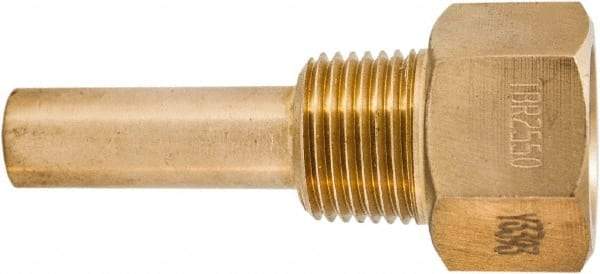 Winters - 3-1/2 Inch Overall Length, 1/2 Inch Thread, Brass Thermowell - 1-3/8 Inch Insertion Length - Benchmark Tooling