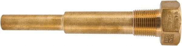 Winters - 6-3/4 Inch Overall Length, 3/4 Inch Thread, Brass Thermowell - 5 Inch Insertion Length - Benchmark Tooling