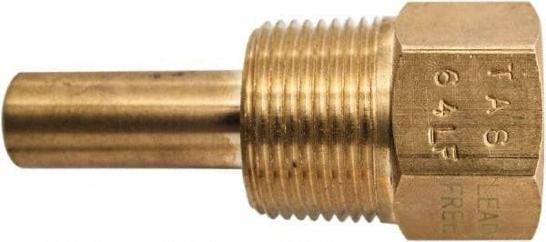 Winters - 2-1/2 Inch Overall Length, 3/4 Inch Thread, Brass Thermowell - 1.3 Inch Insertion Length - Benchmark Tooling