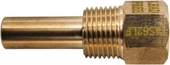 Winters - 2-1/2 Inch Overall Length, 1/2 Inch Thread, Brass Thermowell - 1.3 Inch Insertion Length - Benchmark Tooling