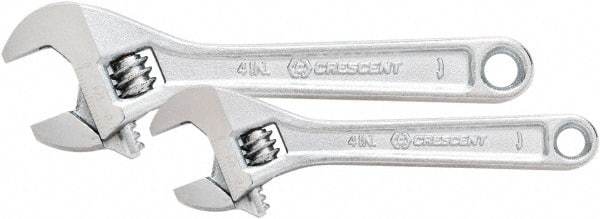 Crescent - 2 Piece, 8" to 10", Adjustable Wrench Set - Inch Measurement Standard, Chrome Finish - Benchmark Tooling