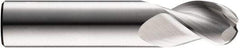 SGS - 3/8" Diam, 1" LOC, 3 Flute Solid Carbide Ball End Mill - Uncoated, Single End, 2-1/2" OAL, 3/8" Shank Diam, Spiral Flute - Benchmark Tooling