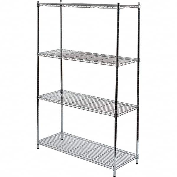 Quantum Storage - 4 Shelf Wire Shelving Unit - 48" Wide x 18" Deep x 72" High, - Benchmark Tooling