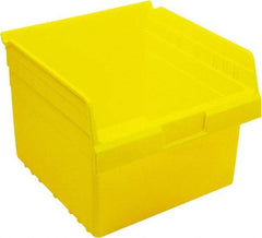 Quantum Storage - 11-5/8" Deep, Yellow Polypropylene Hopper Shelf Bin - 8" High x 11-1/8" Wide x 11-5/8" Long - Benchmark Tooling