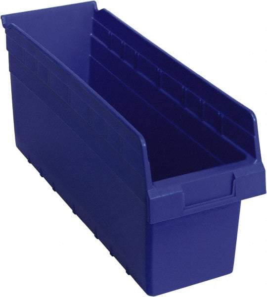 Quantum Storage - 17-7/8" Deep, Blue Polypropylene Hopper Shelf Bin - 8" High x 6-5/8" Wide x 17-7/8" Long - Benchmark Tooling