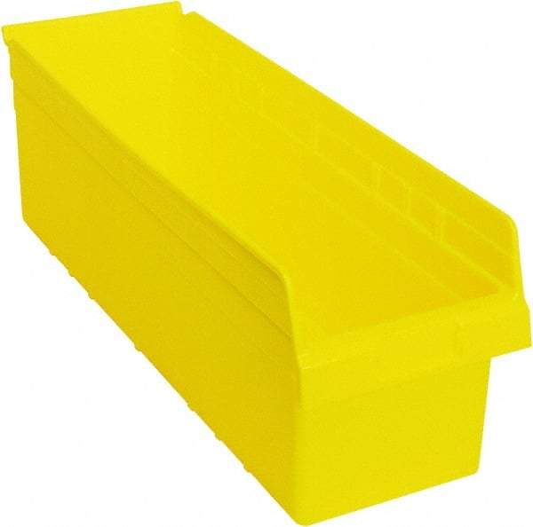 Quantum Storage - 23-5/8" Deep, Yellow Polypropylene Hopper Shelf Bin - 8" High x 8-3/8" Wide x 23-5/8" Long - Benchmark Tooling