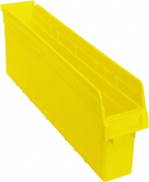 Quantum Storage - 23-5/8" Deep, Yellow Polypropylene Hopper Shelf Bin - 8" High x 4-3/8" Wide x 23-5/8" Long - Benchmark Tooling