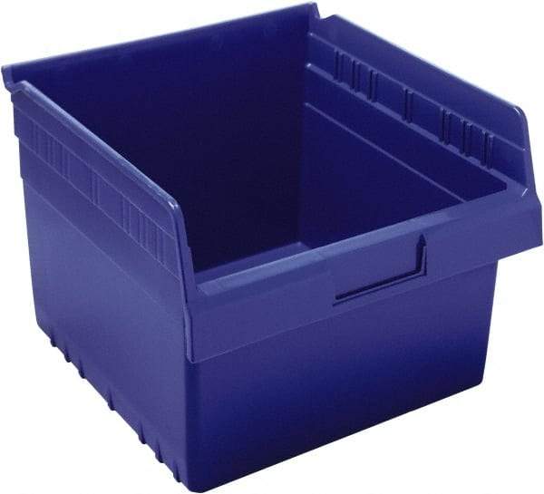 Quantum Storage - 11-5/8" Deep, Blue Polypropylene Hopper Shelf Bin - 8" High x 11-1/8" Wide x 11-5/8" Long - Benchmark Tooling