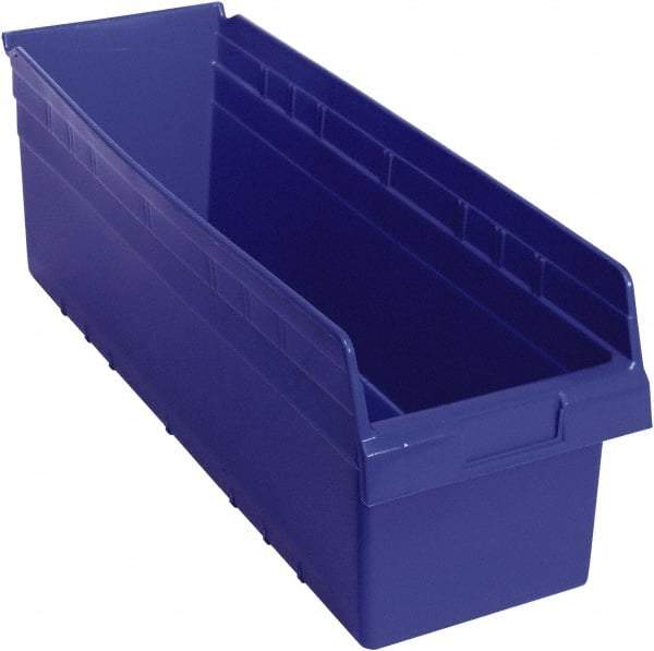 Quantum Storage - 23-5/8" Deep, Blue Polypropylene Hopper Shelf Bin - 8" High x 8-3/8" Wide x 23-5/8" Long - Benchmark Tooling