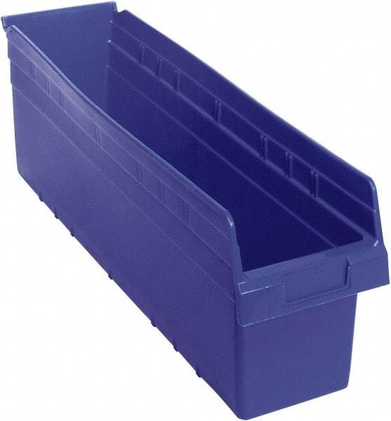 Quantum Storage - 23-5/8" Deep, Blue Polypropylene Hopper Shelf Bin - 8" High x 6-5/8" Wide x 23-5/8" Long - Benchmark Tooling