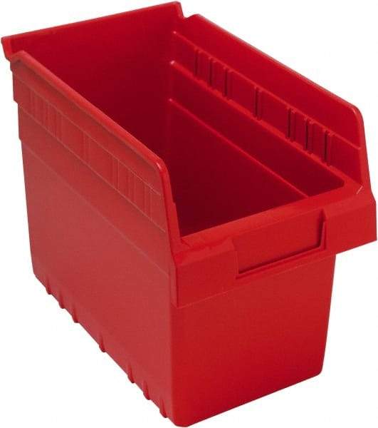 Quantum Storage - 11-5/8" Deep, Red Polypropylene Hopper Shelf Bin - 8" High x 6-5/8" Wide x 11-5/8" Long - Benchmark Tooling