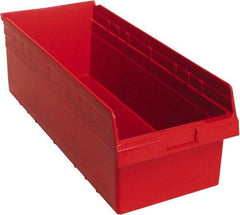 Quantum Storage - 23-5/8" Deep, Red Polypropylene Hopper Shelf Bin - 8" High x 11-1/8" Wide x 23-5/8" Long - Benchmark Tooling