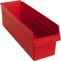 Quantum Storage - 23-5/8" Deep, Red Polypropylene Hopper Shelf Bin - 8" High x 8-3/8" Wide x 23-5/8" Long - Benchmark Tooling