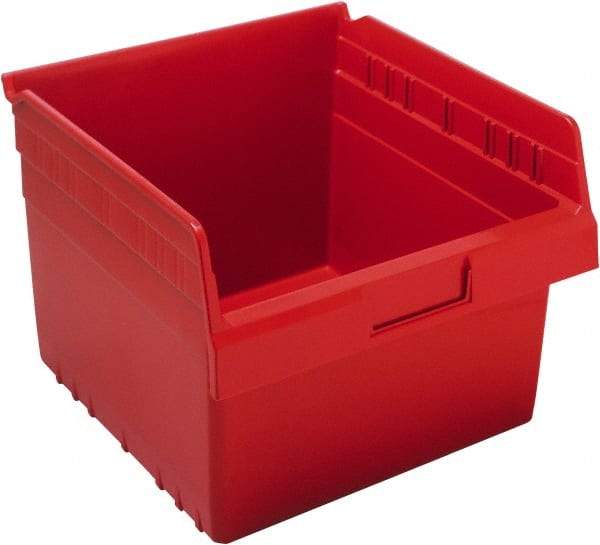 Quantum Storage - 11-5/8" Deep, Red Polypropylene Hopper Shelf Bin - 8" High x 11-1/8" Wide x 11-5/8" Long - Benchmark Tooling