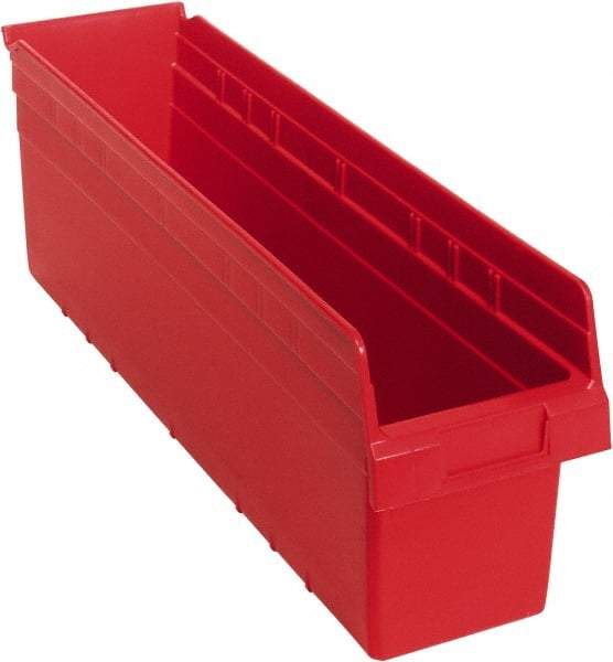 Quantum Storage - 23-5/8" Deep, Red Polypropylene Hopper Shelf Bin - 8" High x 6-5/8" Wide x 23-5/8" Long - Benchmark Tooling