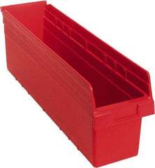 Quantum Storage - 23-5/8" Deep, Red Polypropylene Hopper Shelf Bin - 8" High x 6-5/8" Wide x 23-5/8" Long - Benchmark Tooling