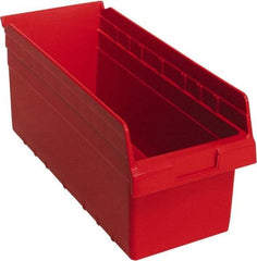 Quantum Storage - 17-7/8" Deep, Red Polypropylene Hopper Shelf Bin - 8" High x 8-3/8" Wide x 17-7/8" Long - Benchmark Tooling