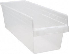 Quantum Storage - 23-5/8" Deep, Clear Polypropylene Hopper Shelf Bin - 8" High x 8-3/8" Wide x 23-5/8" Long - Benchmark Tooling