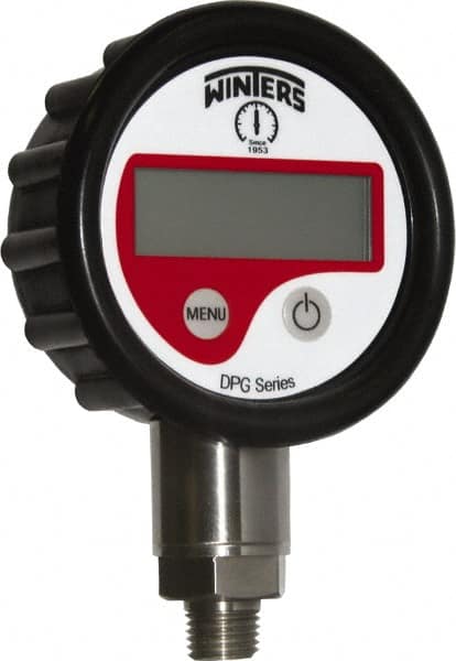 Winters - 2-1/2" Dial, 1/4 Thread, 0-100 Scale Range, Pressure Gauge - Lower Connection Mount, Accurate to 0.01% of Scale - Benchmark Tooling