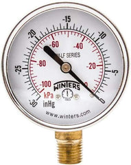 Winters - 2-1/2" Dial, 1/4 Thread, 30" HG Vac Scale Range, Pressure Gauge - Lower Connection Mount, Accurate to 3-2-3% of Scale - Benchmark Tooling