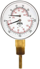 Winters - 3" Dial, 1/2 Thread, 0-250 Scale Range, Pressure Gauge - Lower Connection Mount, Accurate to 0.03% of Scale - Benchmark Tooling