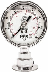 Winters - 4" Dial, 2 Thread, 0-160 Scale Range, Pressure Gauge - Lower Connection Mount, Accurate to 0.01% of Scale - Benchmark Tooling