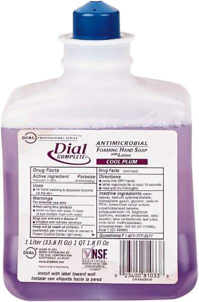 Dial - 1 L Bottle Foam Soap - Purple, Plum Scent - Benchmark Tooling