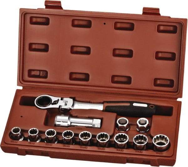 Paramount - 13 Piece 3/4" Drive Deep Well Socket Set - 12 Points, 10mm to 19mm Range, Metric Measurement Standard - Benchmark Tooling