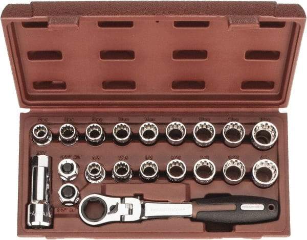 Paramount - 20 Piece 3/4" Drive Deep Well Socket Set - 12 Points, 3/8" to 3/4" (10mm to 19mm) Range, Inch/Metric Measurement Standard - Benchmark Tooling