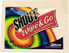 Shout - Pre-Moistened General Purpose Wipes - Packet, 4-3/4" x 5-7/8" Sheet Size, White - Benchmark Tooling